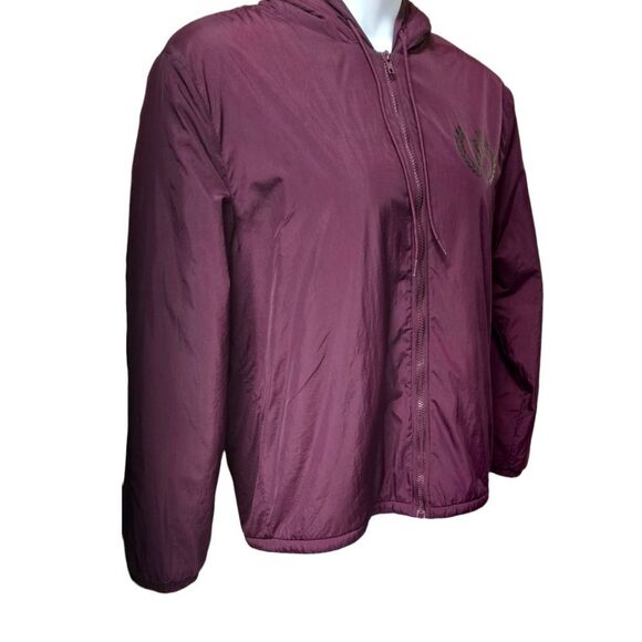 PINK VICTORIA SECRET Warm Maroon Hooded Sherpa Jacket Size M/L - Picture 3 of 16